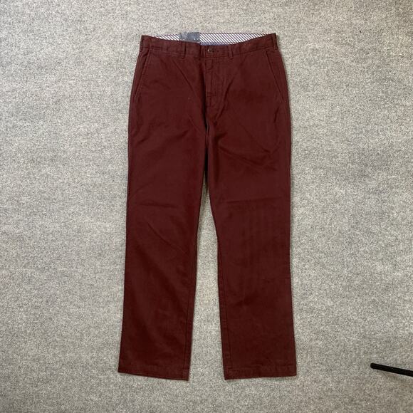 Cremieux Pants Mens 32 Raisin Red Cotton Madison Flat Front Chino Casual - Picture 2 of 11